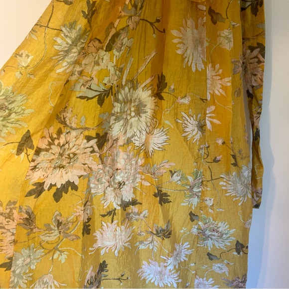 H&M Flutter Sleeve Maxi Dress Yellow Floral Size Small - Picture 3 of 10